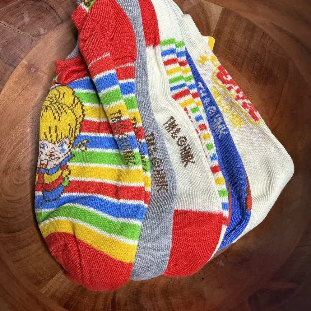 Rainbow Brite 6 Pairs Womens No Show Socks